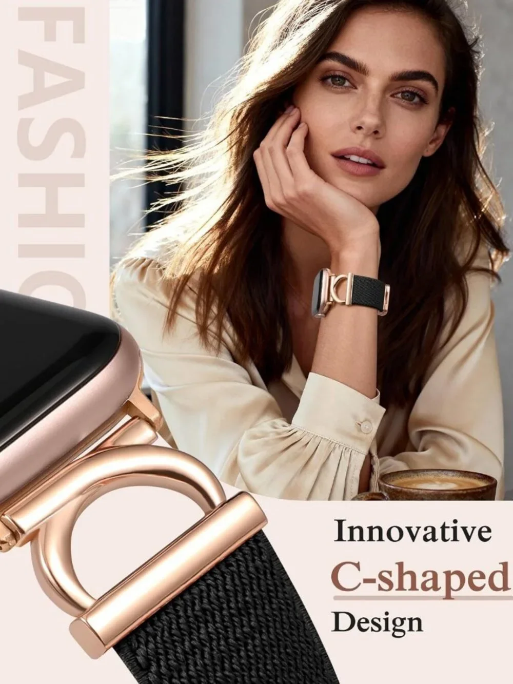 Stylish Stretchy Magnetic Band for Apple Watch 38-49mm, Elastic Nylon & Metal